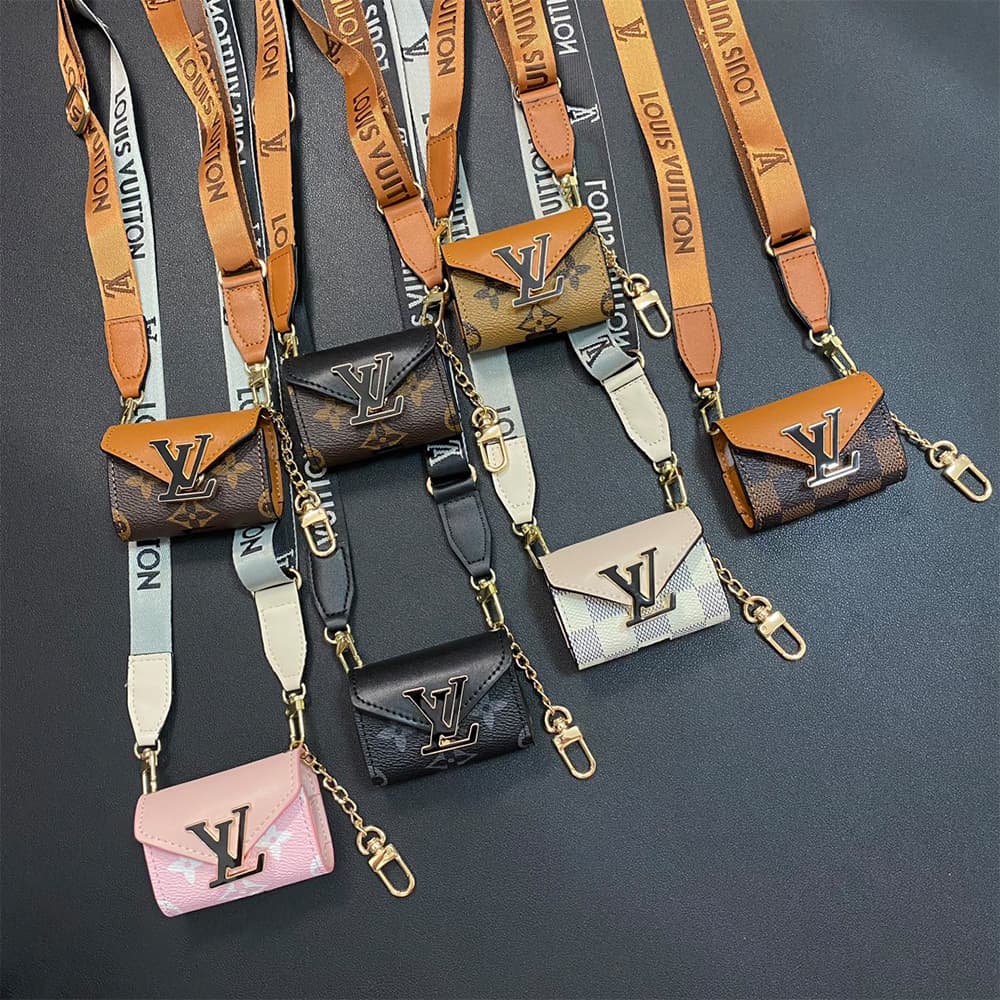 LV Luxury AirPods & Samsung Buds Case - Monogram/Damier with Leather Patchwork & Oversized Logo LV Luxury AirPods & Samsung Buds Case - Monogram/Damier with Leather Patchwork & Oversized Logo