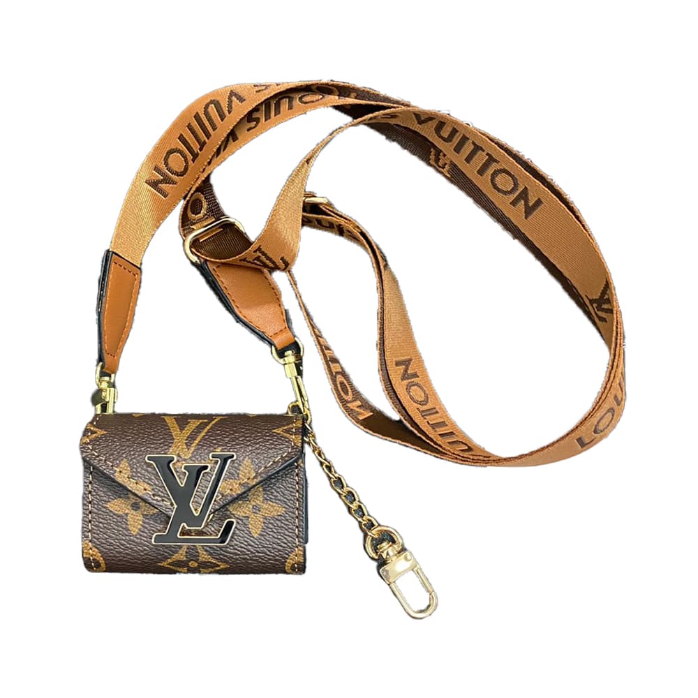 LV Luxury AirPods & Samsung Buds Case - Monogram/Damier with Oversized LV Logo & Strap