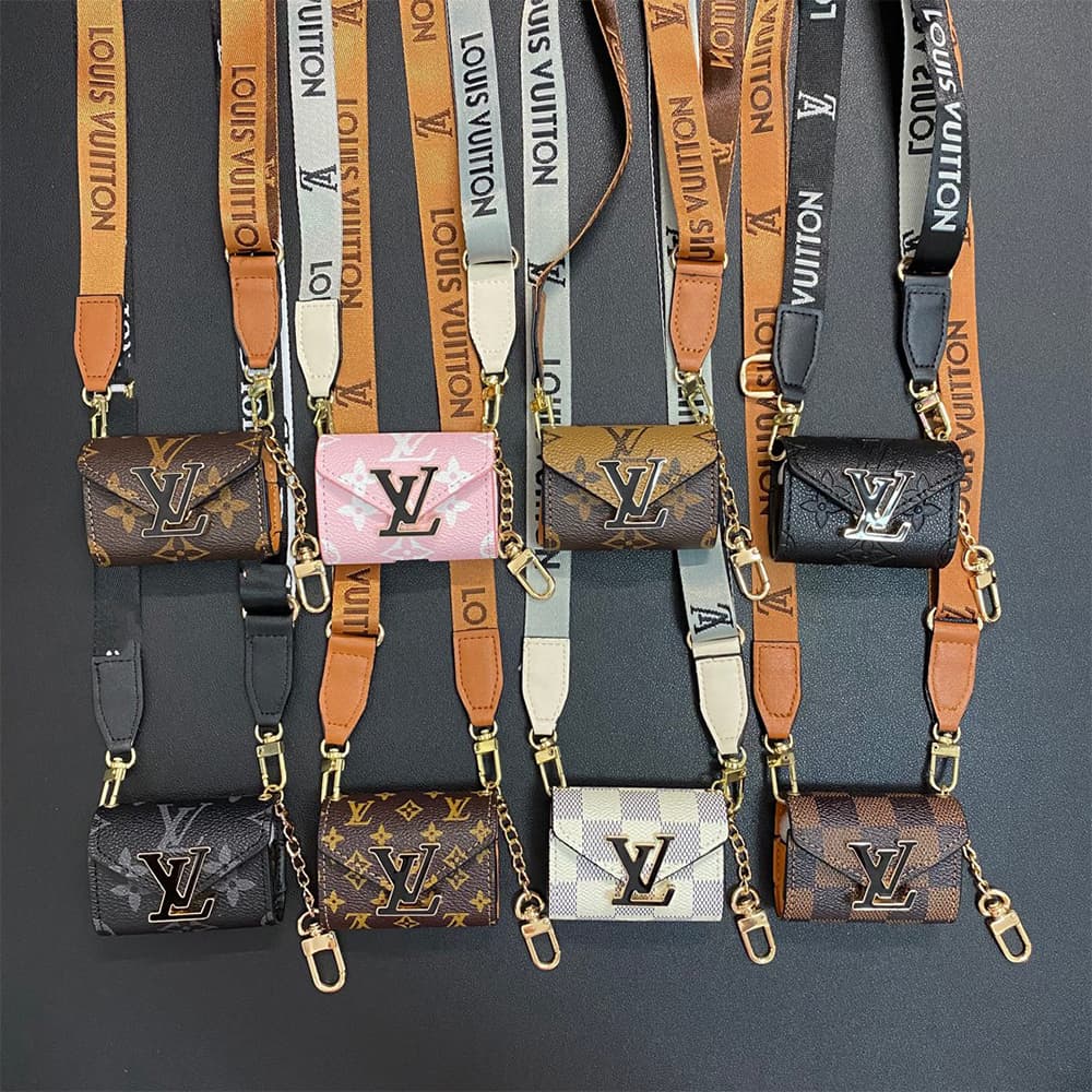 LV Luxury AirPods & Samsung Buds Case - Monogram/Damier with Oversized LV Logo & Strap LV Luxury AirPods & Samsung Buds Case - Monogram/Damier with Oversized LV Logo & Strap