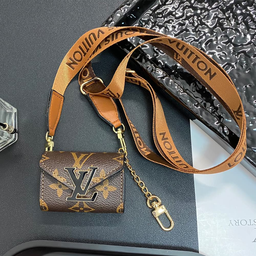 LV Luxury AirPods & Samsung Buds Case - Monogram/Damier with Oversized LV Logo & Strap LV Luxury AirPods & Samsung Buds Case - Monogram/Damier with Oversized LV Logo & Strap
