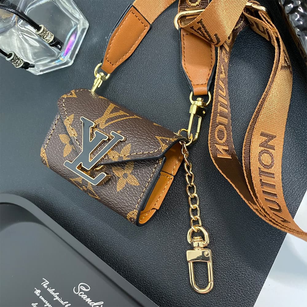 LV Luxury AirPods & Samsung Buds Case - Monogram/Damier with Oversized LV Logo & Strap LV Luxury AirPods & Samsung Buds Case - Monogram/Damier with Oversized LV Logo & Strap