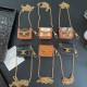 CELINE Triomphe Luxury AirPods & Samsung Buds Case - Embroidered Monogram with Gold Charm CELINE Triomphe Luxury AirPods & Samsung Buds Case - Embroidered Monogram with Gold Charm