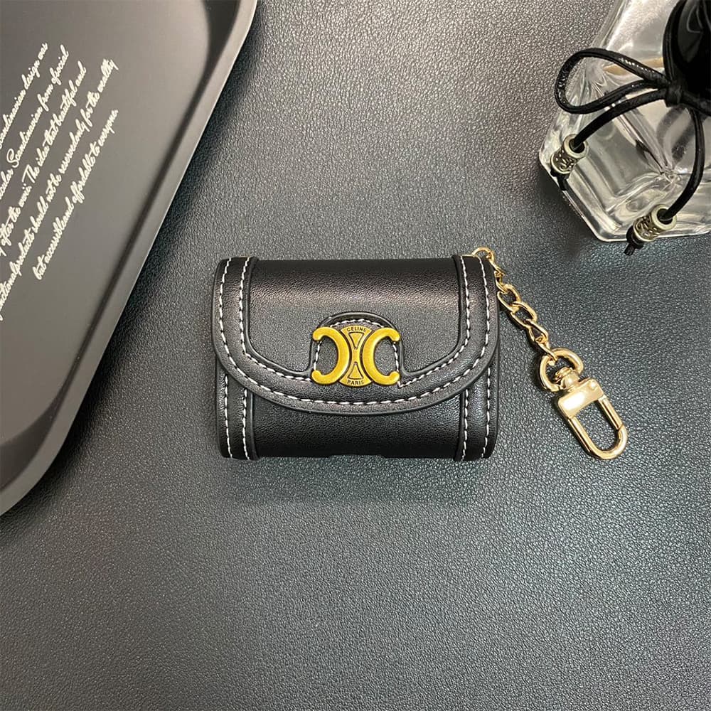 Celine Triomphe Luxury AirPods Case - Leather Trim & Metal Chain (Fits Samsung Buds) Celine Triomphe Luxury AirPods Case - Leather Trim & Metal Chain (Fits Samsung Buds)