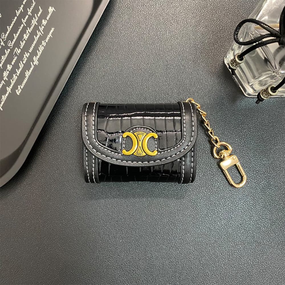 Celine Triomphe Luxury AirPods Case - Leather Trim & Metal Chain (Fits Samsung Buds) Celine Triomphe Luxury AirPods Case - Leather Trim & Metal Chain (Fits Samsung Buds)