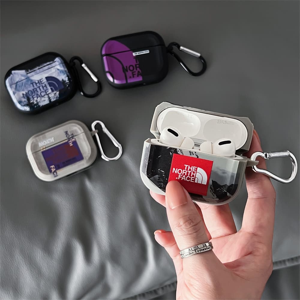 The North Face Mountain Print Carabiner AirPods Case