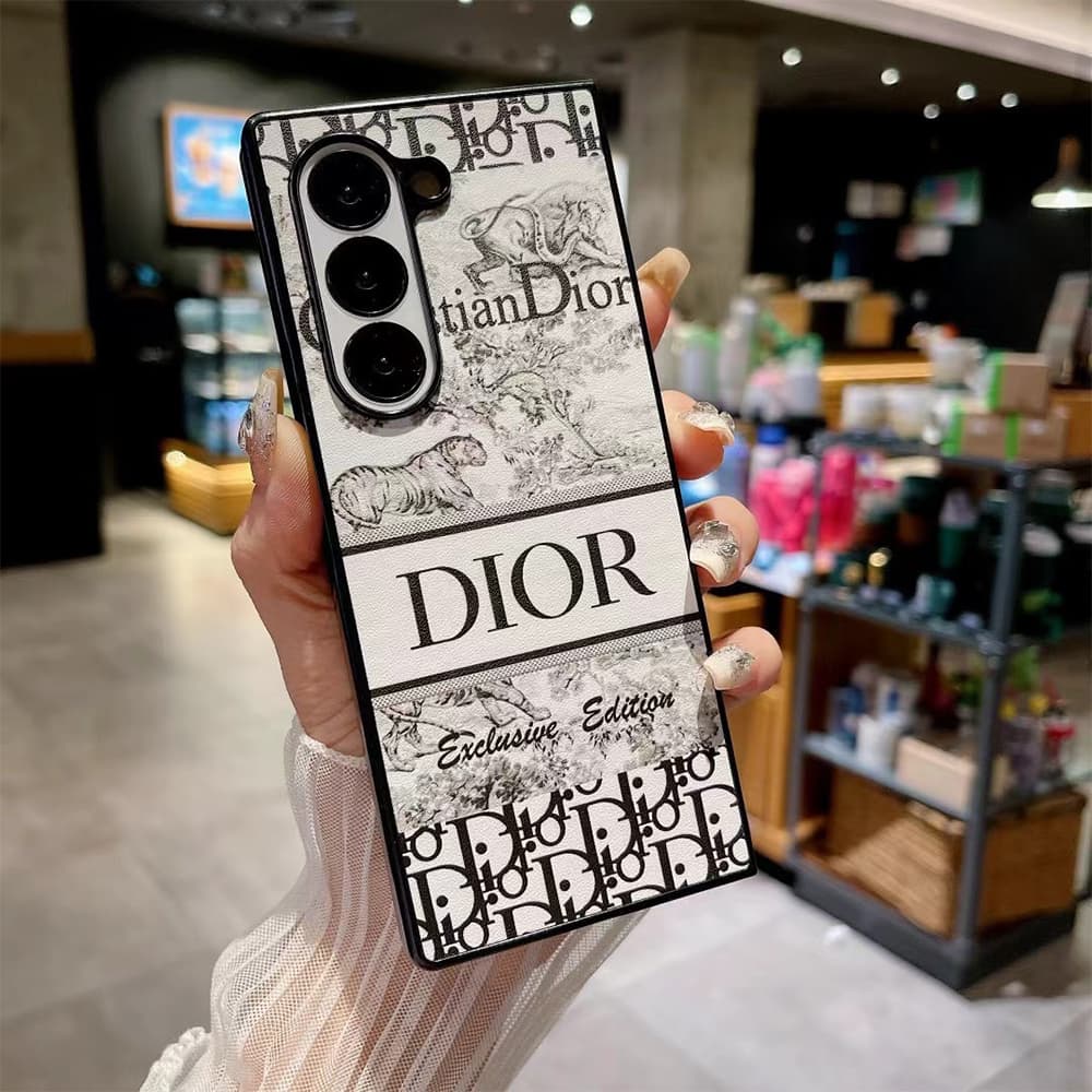 Dior Luxury Samsung Case - Animalier & Oblique Print Cover for Z Fold/Z Flip Series