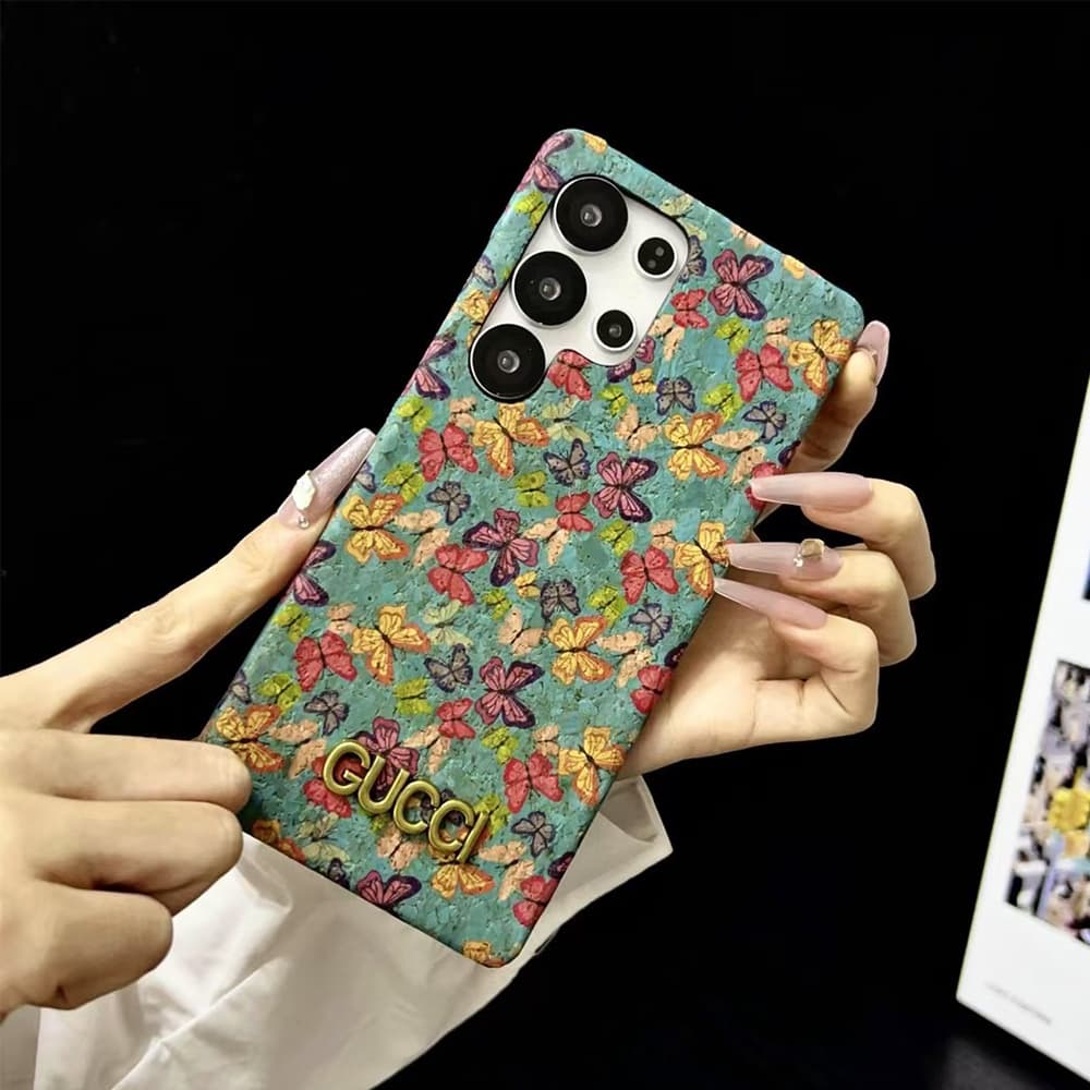 Gucci Luxury Samsung Case - Floral & Butterfly Design with Metal Logo for S Series Gucci Luxury Samsung Case - Floral & Butterfly Design with Metal Logo for S Series