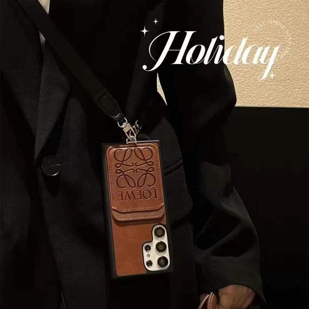 LOEWE Anagram Embossed Galaxy Case with Card Holder & Strap (4 Colors)