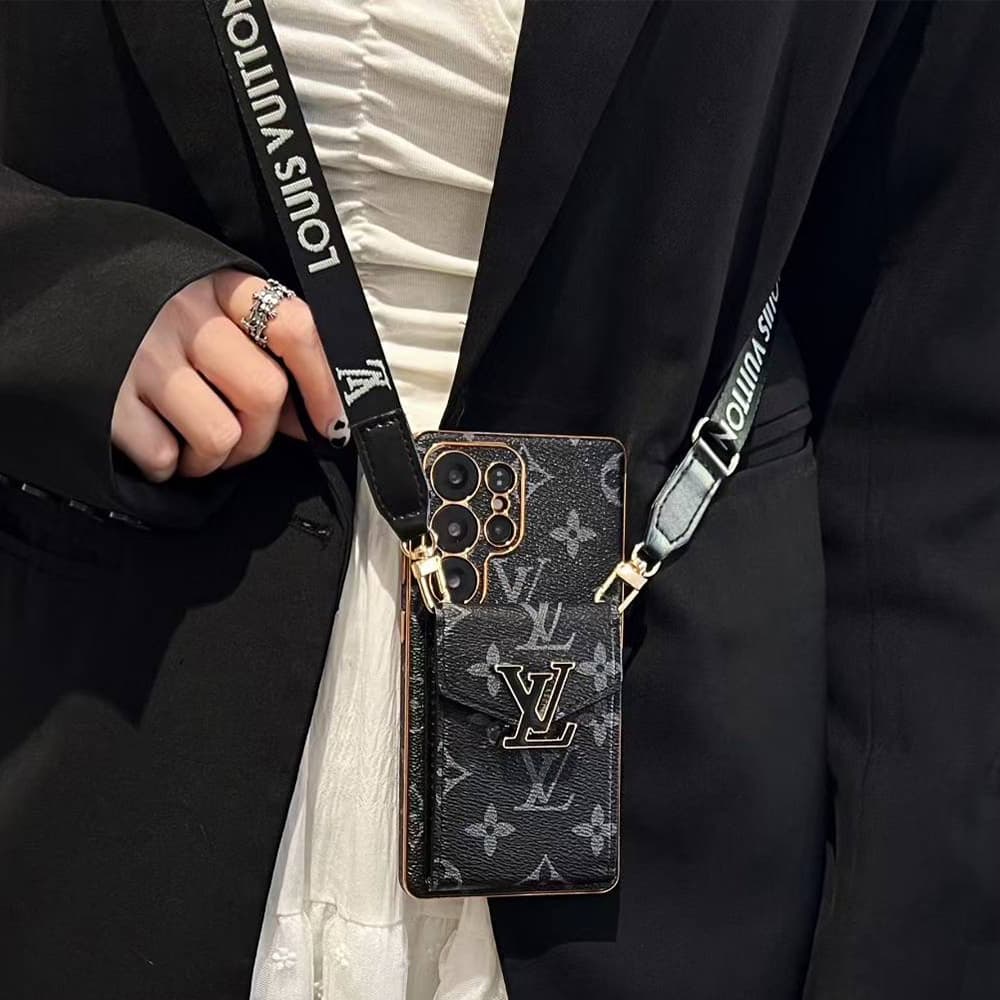 LV & Gucci Accordion Card Holder Galaxy Case Detachable Strap 