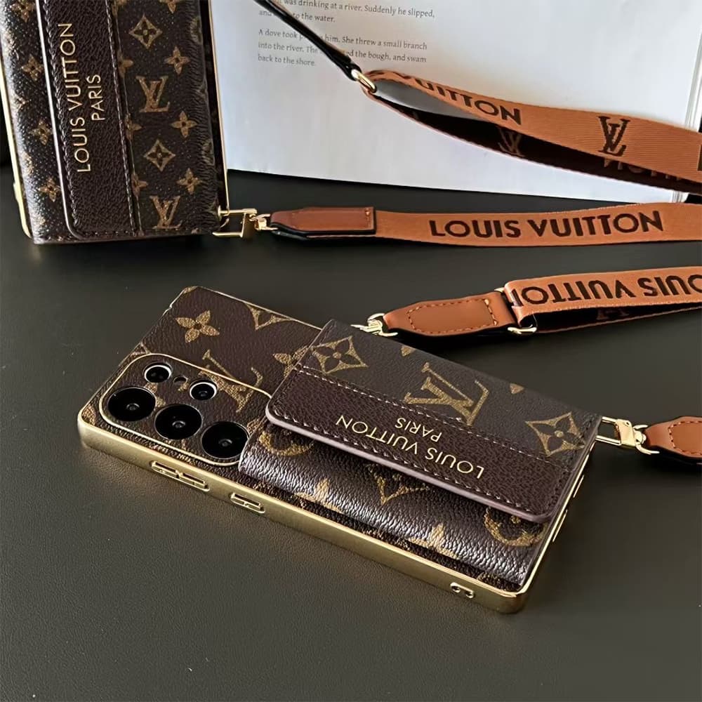 LV & Gucci Accordion Card Holder Galaxy Case with Detachable Strap