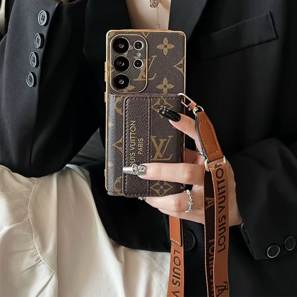 LV & Gucci Accordion Card Holder Galaxy Case with Detachable Strap