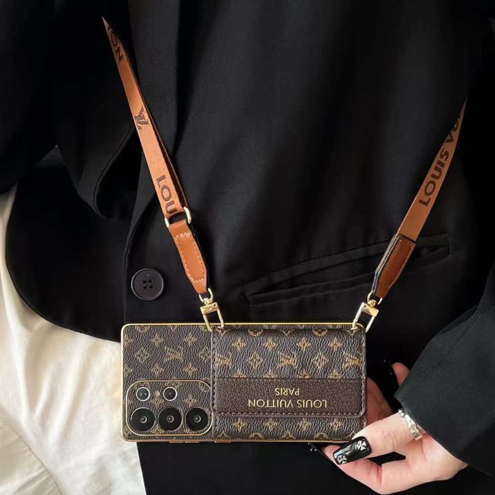 LV & Gucci Accordion Card Holder Galaxy Case with Detachable Strap