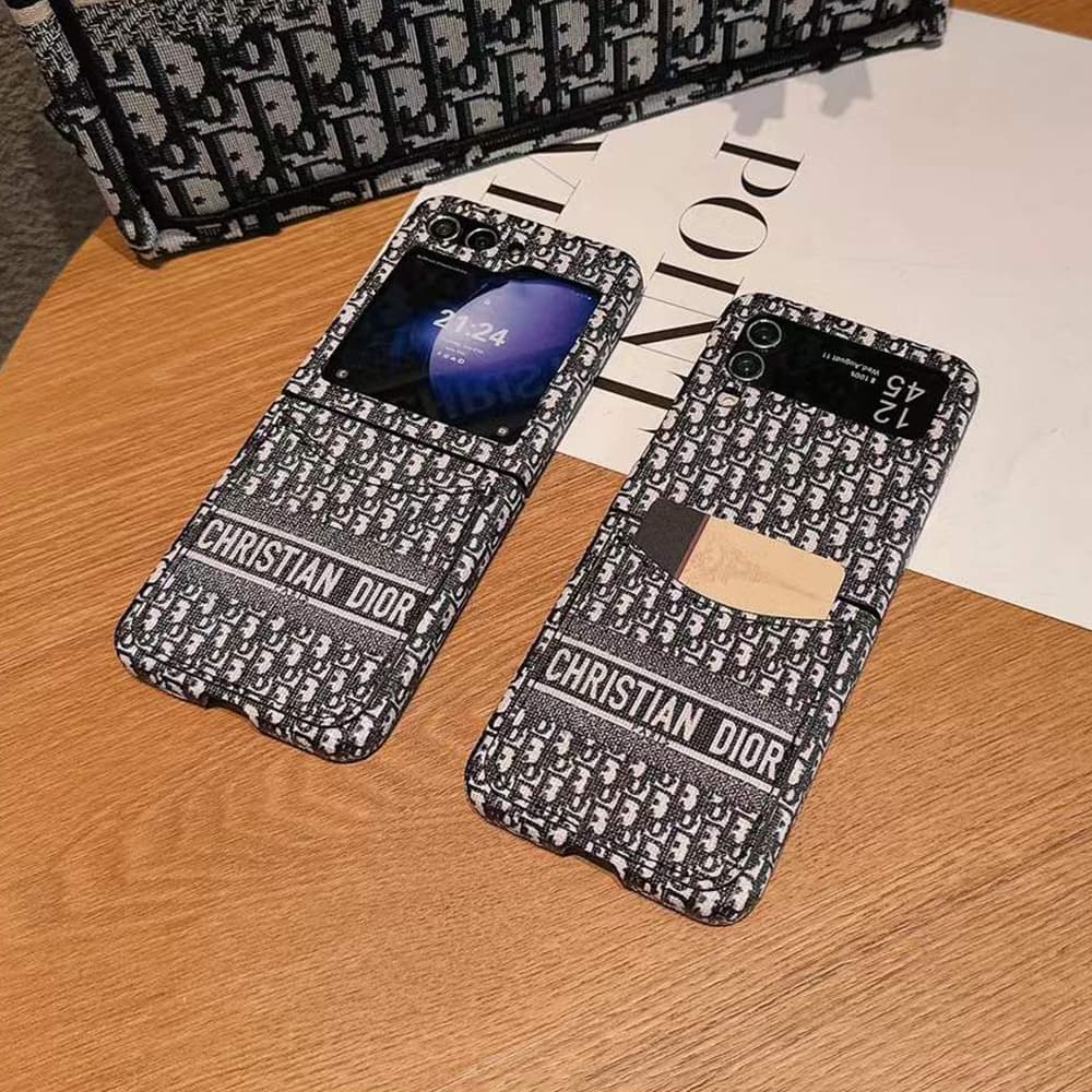 Dior Oblique Pattern with CHRISTIAN DIOR Branding Card Slot Galaxy Z Flip Case
