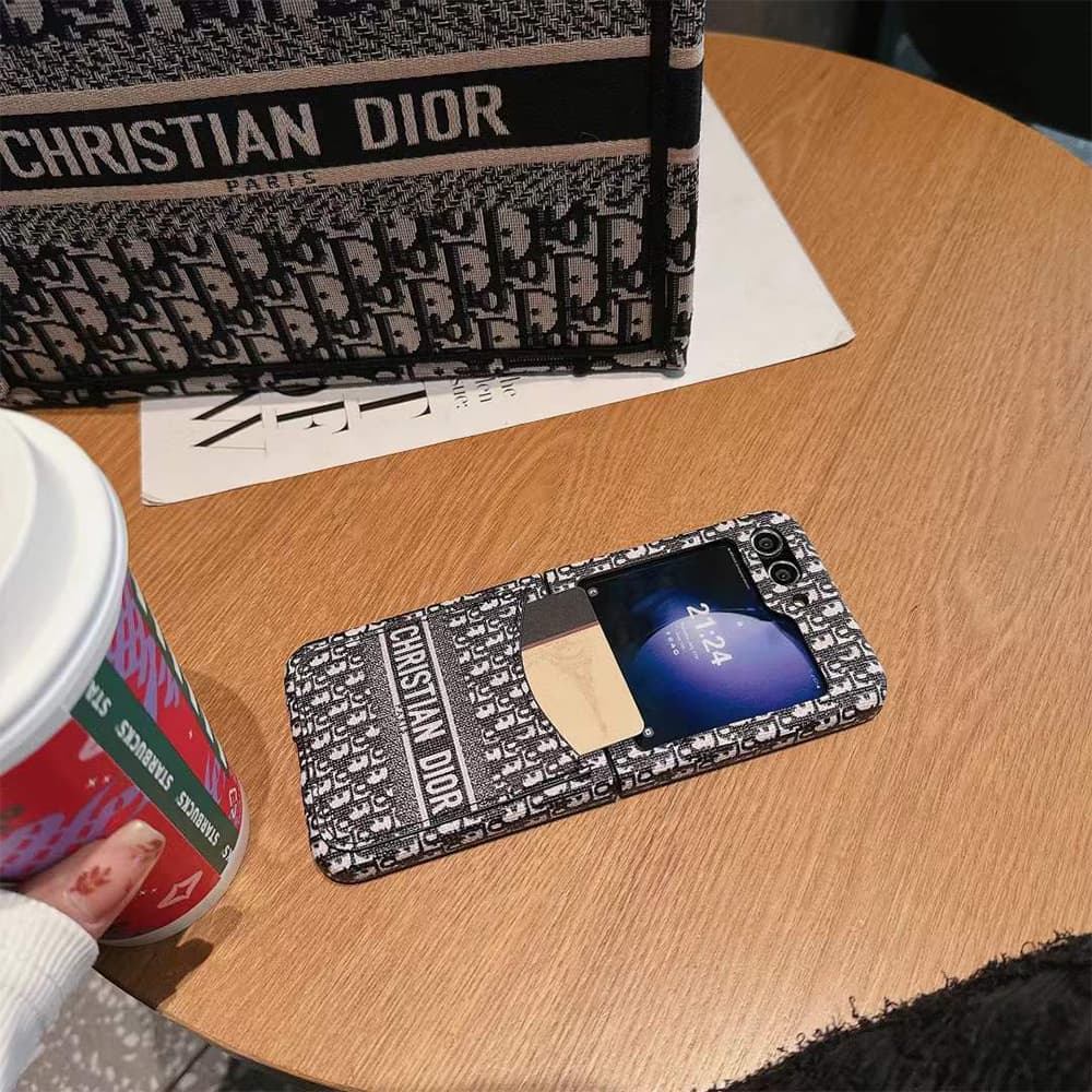 Dior Oblique Pattern with CHRISTIAN DIOR Branding Card Slot Galaxy Z Flip Case