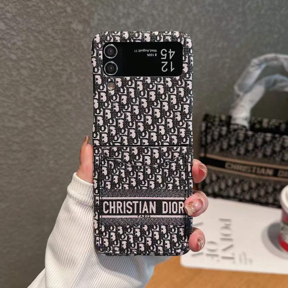 Dior Oblique Pattern with CHRISTIAN DIOR Branding Card Slot Galaxy Z Flip Case