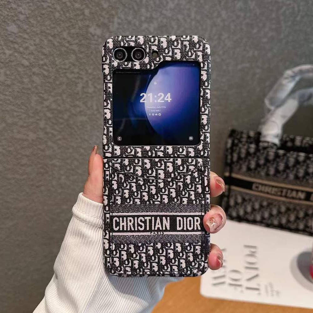 Dior Oblique Pattern with CHRISTIAN DIOR Branding Card Slot Galaxy Z Flip Case