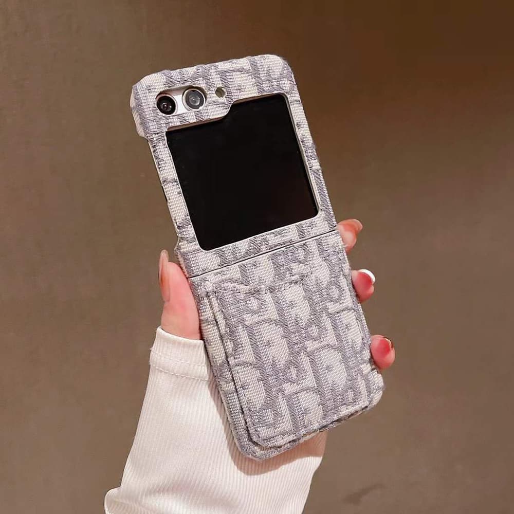 Dior Oblique Embroidery Pattern Card Slot Galaxy Z Flip Case Dior Oblique Embroidery Pattern Card Slot Galaxy Z Flip Case