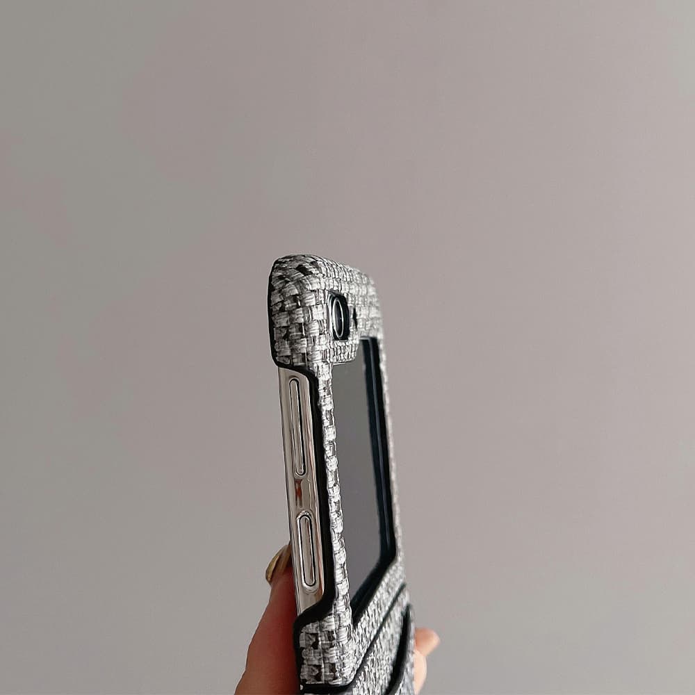 Prada Woven Fabric with Metal Triangle Logo & Card Slot Galaxy Z Flip Case