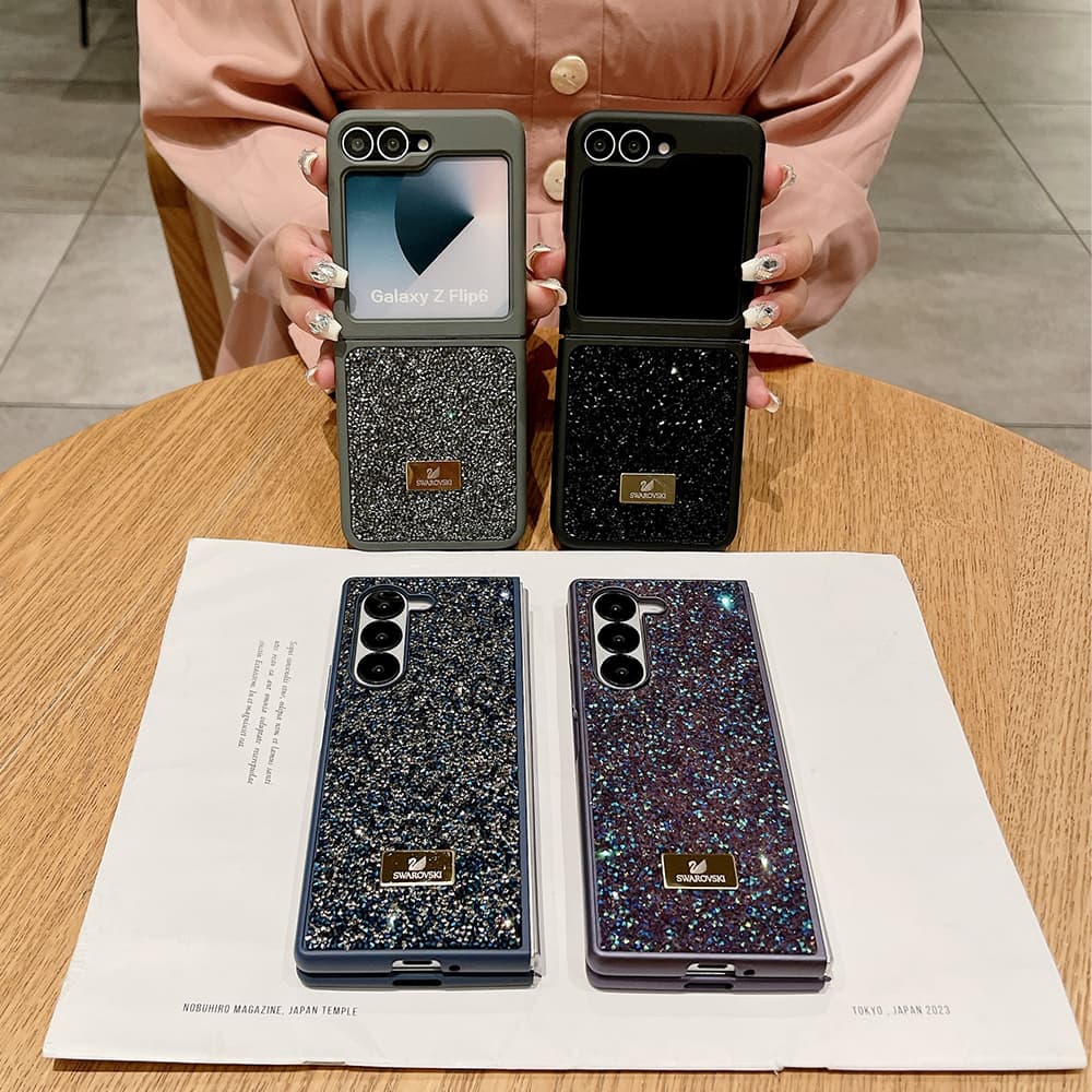 Swarovski Samsung Galaxy Z Fold/Flip Case - Crystal Rhinestone Design with Swan Logo