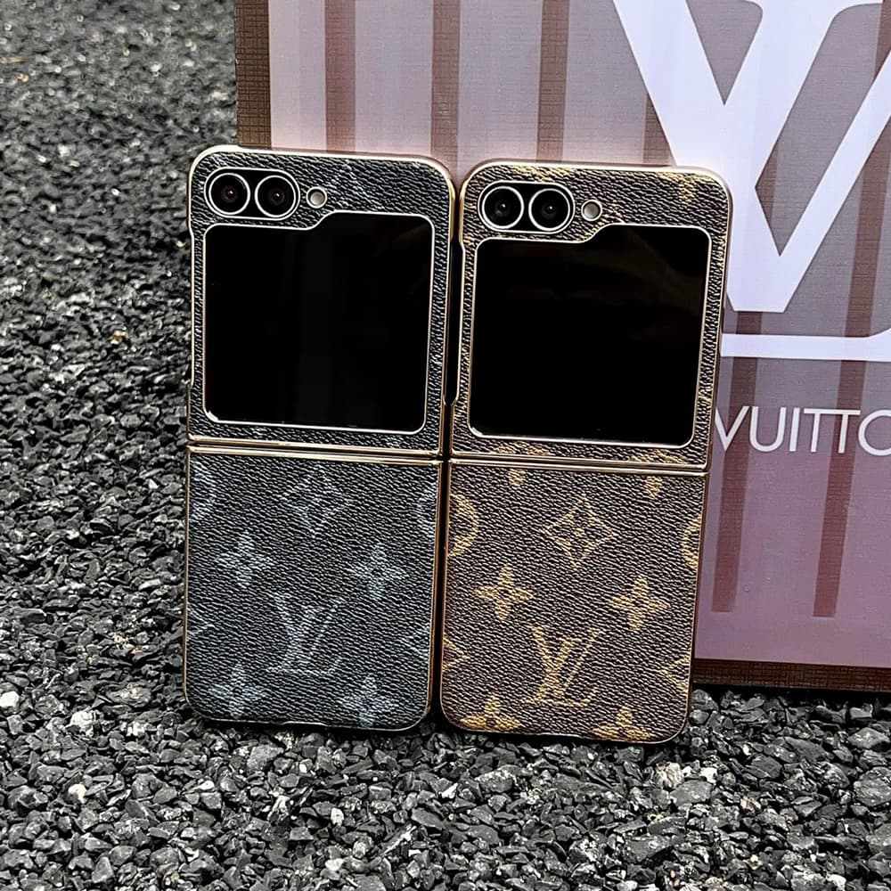 LV Gold Frame Samsung Galaxy Z Flip Case - Monogram Pattern