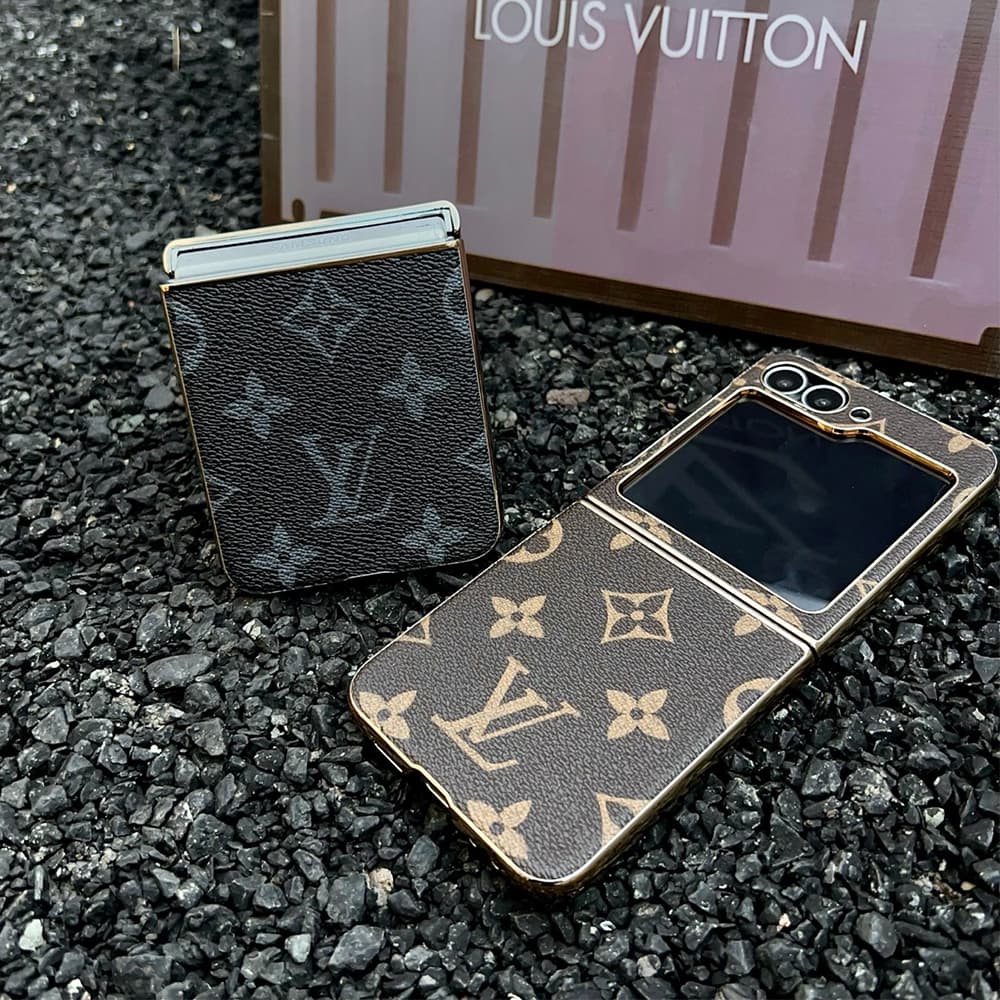 LV Gold Frame Samsung Galaxy Z Flip Case - Monogram Pattern