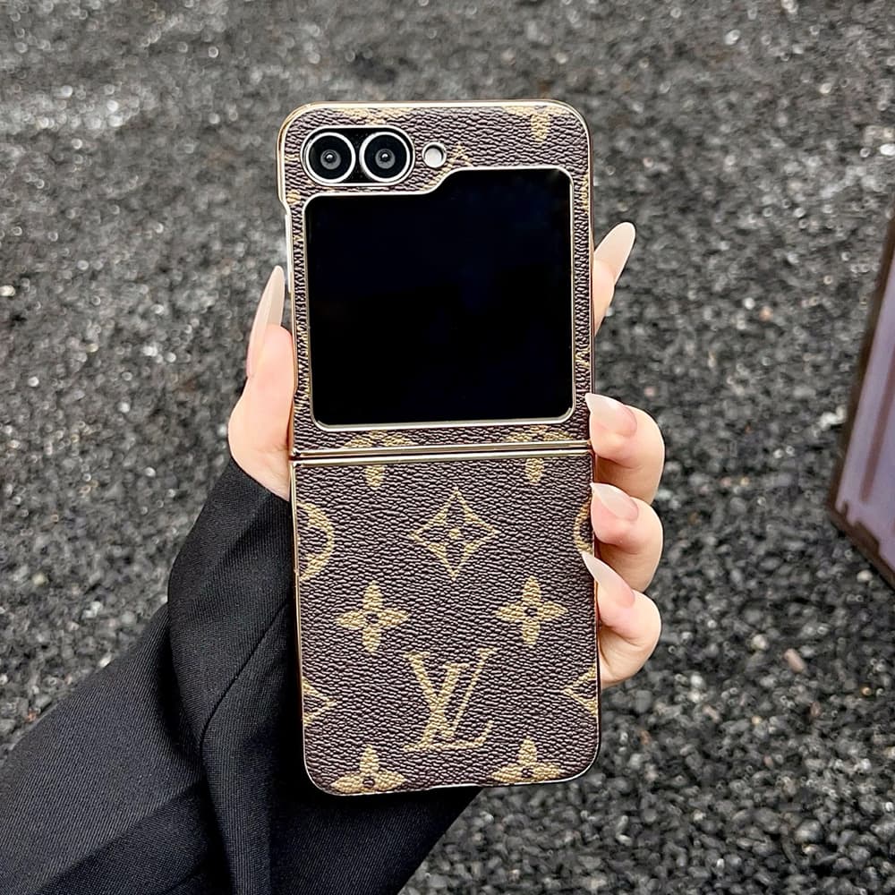 LV Gold Frame Samsung Galaxy Z Flip Case - Monogram Pattern
