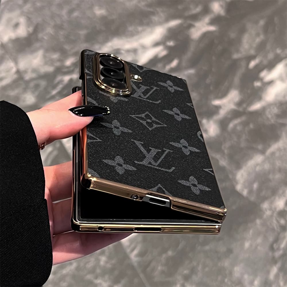 LV Gold Frame Samsung Galaxy Z Fold Case - Monogram Pattern