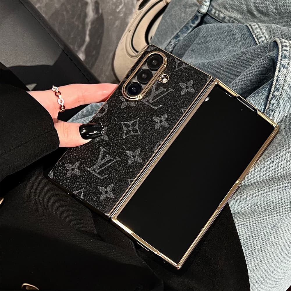 LV Gold Frame Samsung Galaxy Z Fold Case - Monogram Pattern