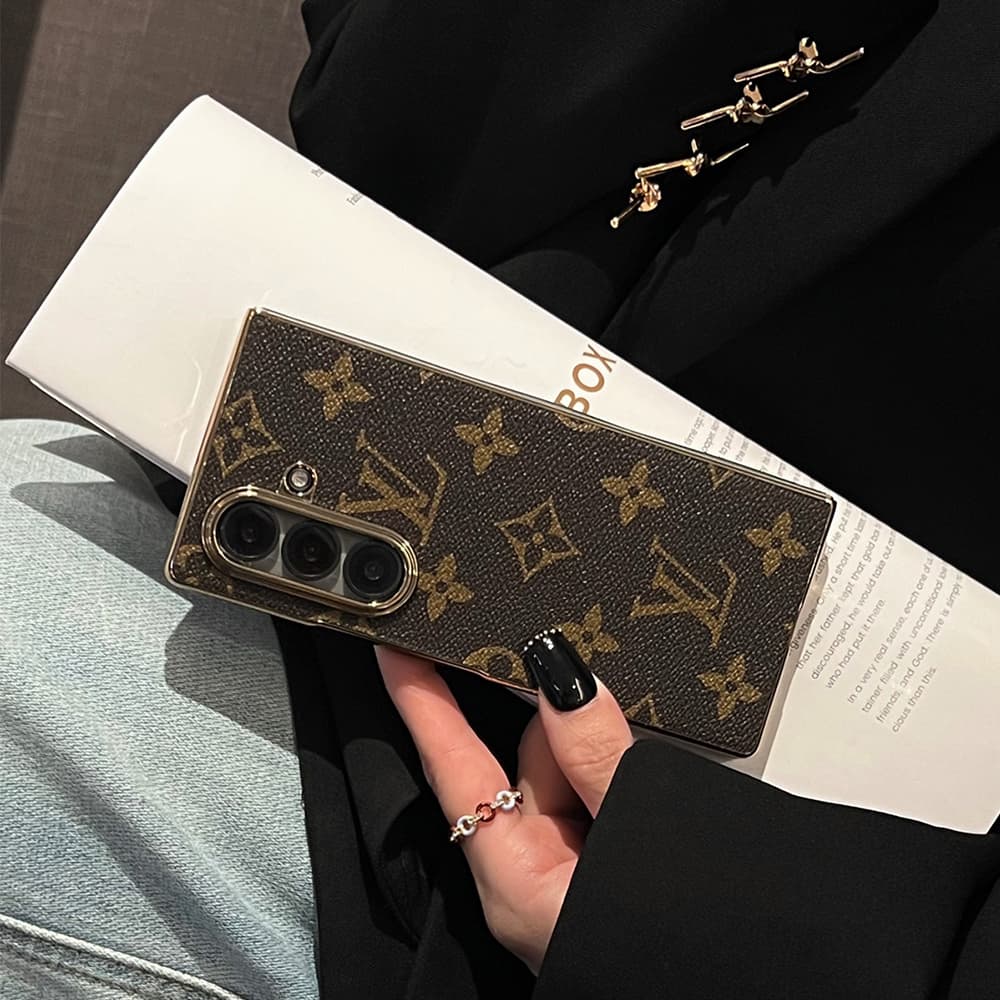 LV Gold Frame Samsung Galaxy Z Fold Case - Monogram Pattern