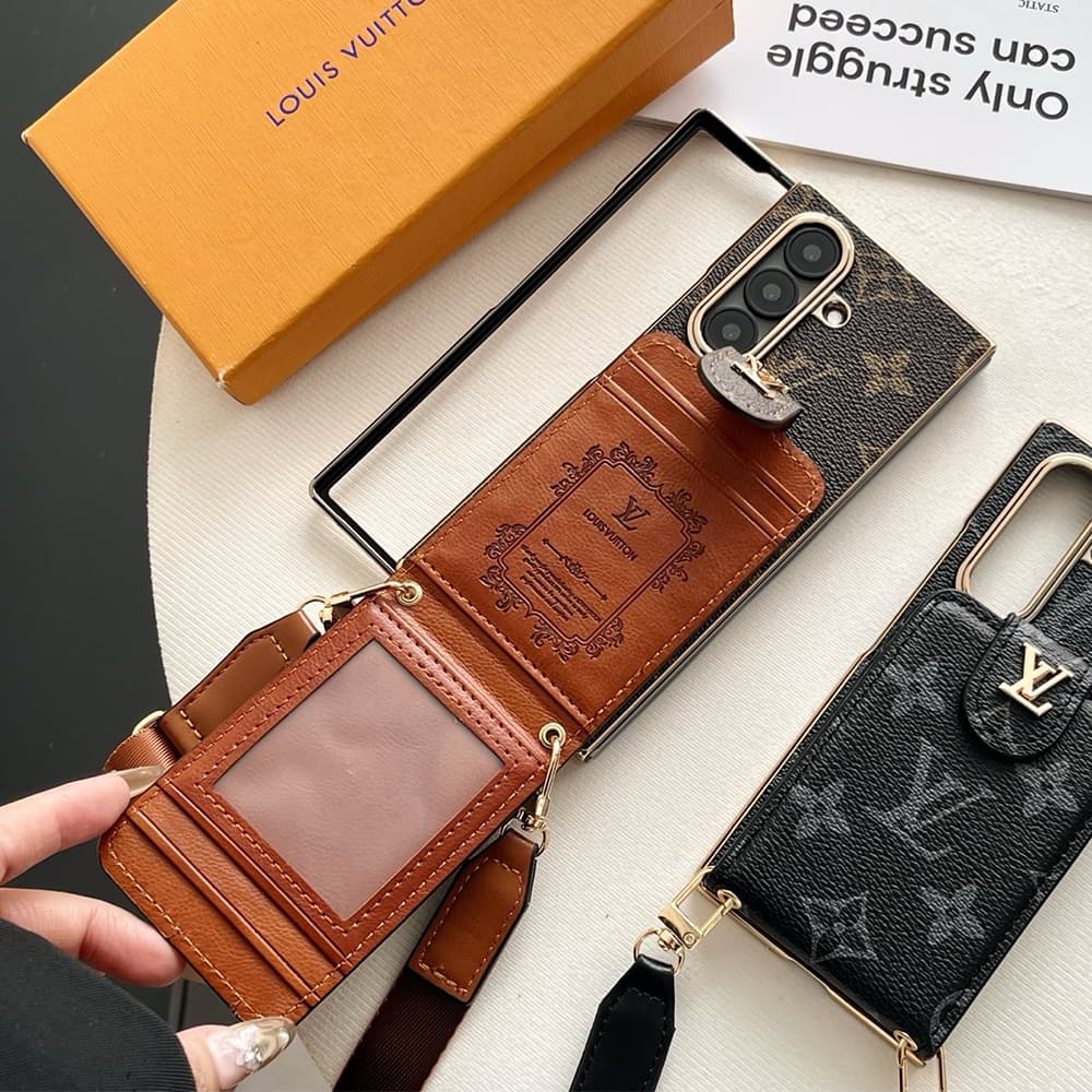 LV Card Holder & Crossbody Strap Samsung Galaxy Z Fold Case - Monogram Pattern
