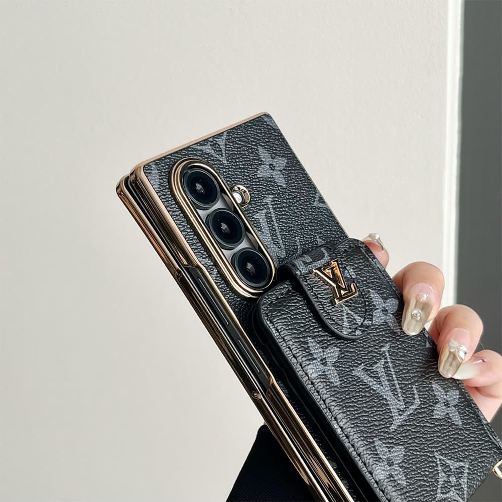LV Card Holder & Crossbody Strap Samsung Galaxy Z Fold Case - Monogram Pattern