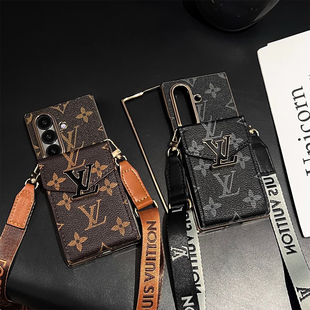LV Accordion Card Holder & Crossbody Strap Samsung Galaxy Z Fold Case - Large Metal Buckle
