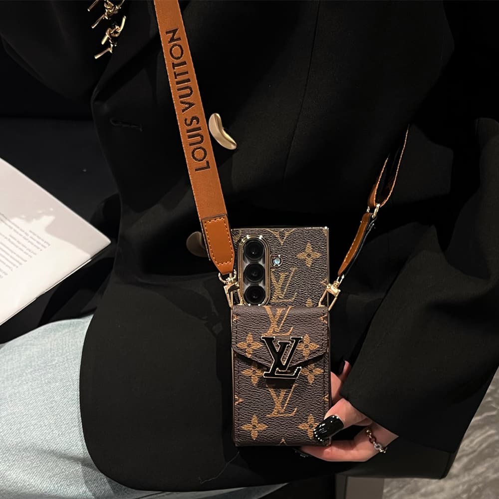 LV Accordion Card Holder & Crossbody Strap Samsung Galaxy Z Fold Case - Large Metal Buckle