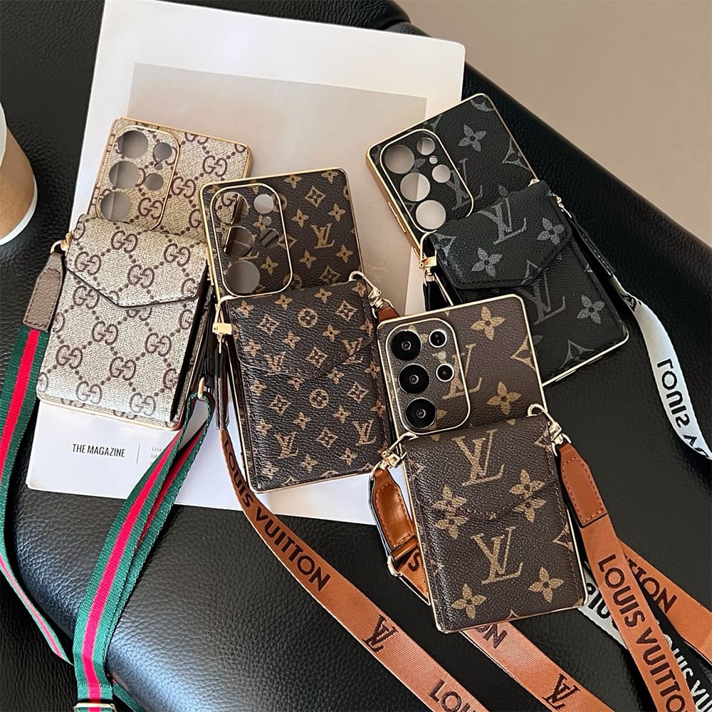LV & Gucci Accordion Card Holder & Premium Electroplated Gold Frame Samsung Galaxy S Case