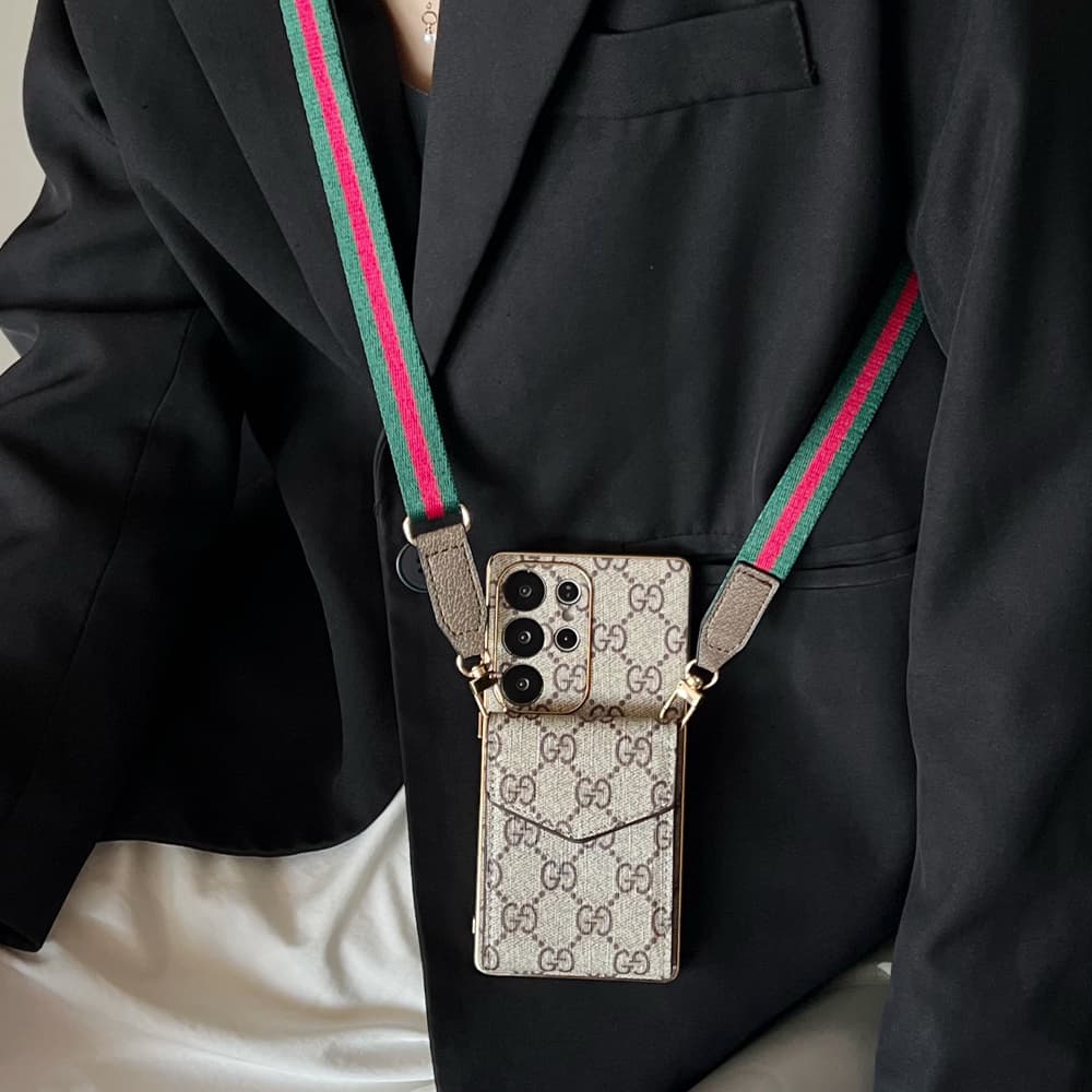 LV & Gucci Accordion Card Holder & Premium Electroplated Gold Frame Samsung Galaxy S Case