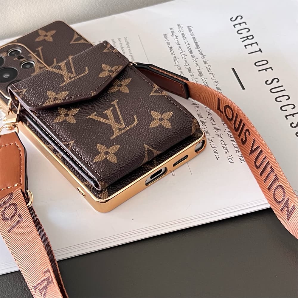 LV & Gucci Accordion Card Holder & Premium Electroplated Gold Frame Samsung Galaxy S Case