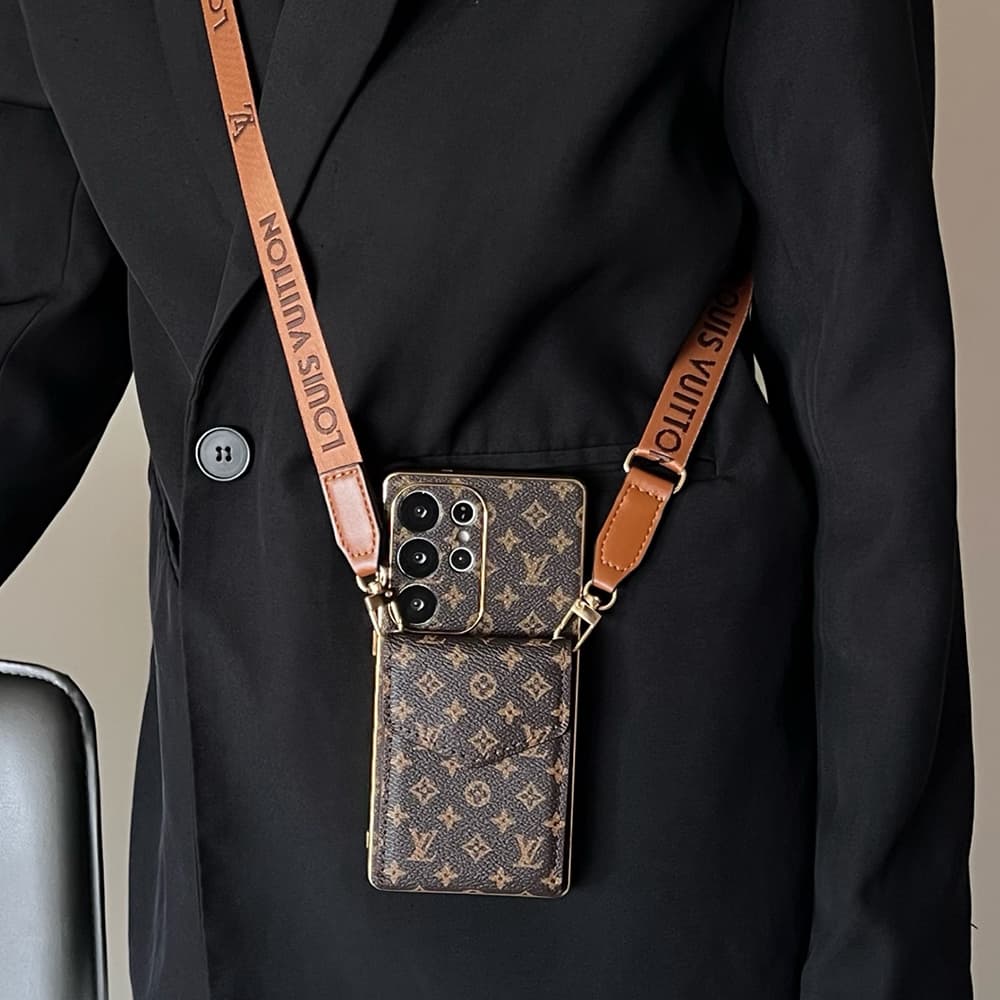 LV & Gucci Accordion Card Holder & Premium Electroplated Gold Frame Samsung Galaxy S Case