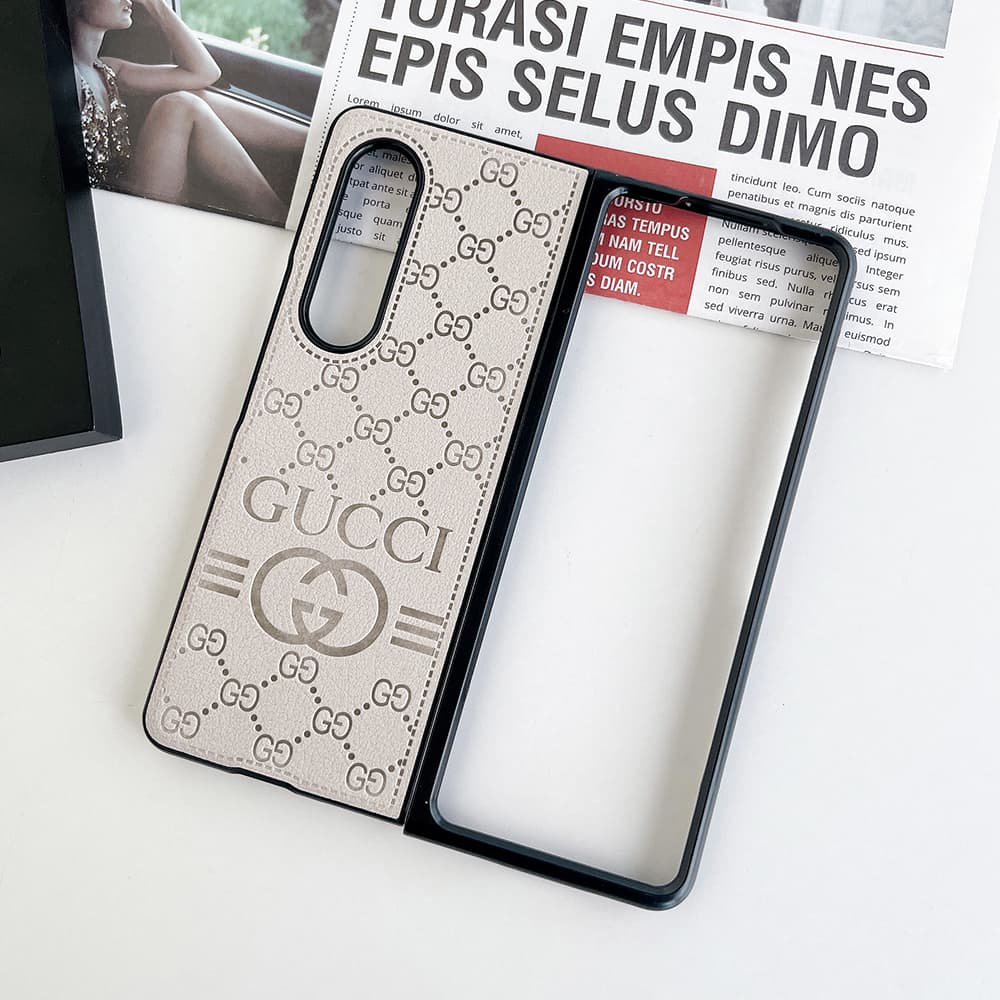 Gucci Embossed GG Supreme Leather Samsung Galaxy Z Flip Fold Case