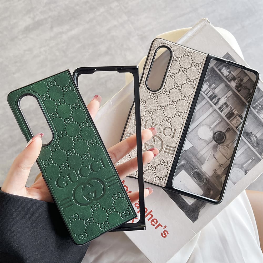 Gucci Embossed GG Supreme Leather Samsung Galaxy Z Flip Fold Case