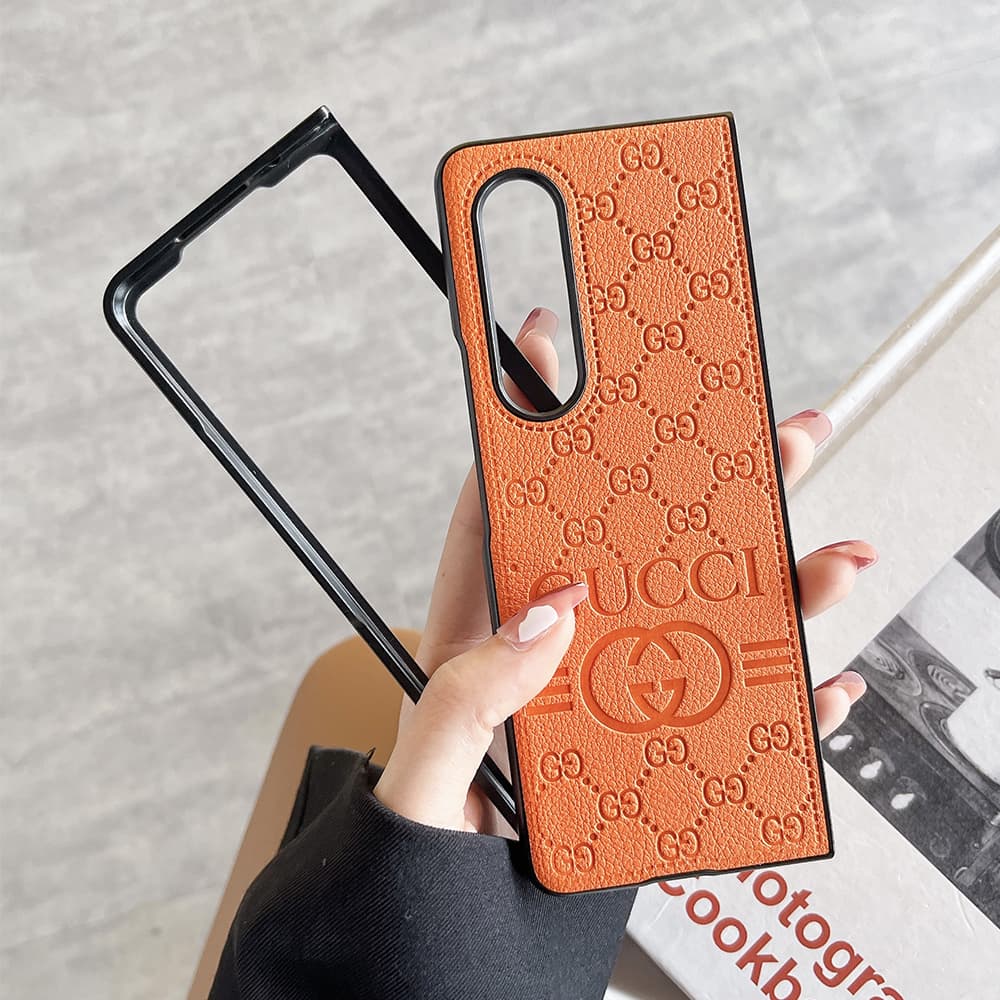 Gucci Embossed GG Supreme Leather Samsung Galaxy Z Flip Fold Case