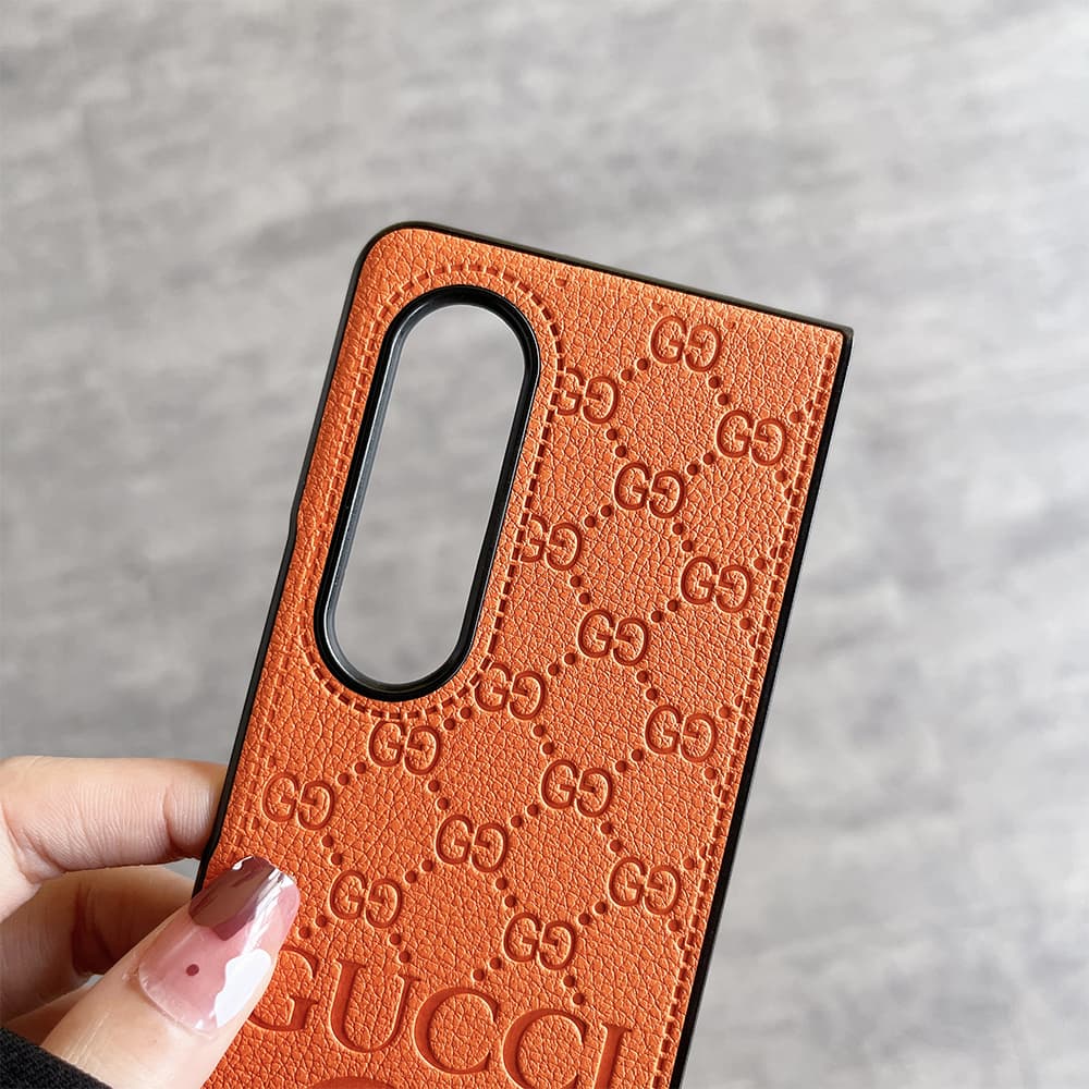 Gucci Embossed GG Supreme Leather Samsung Galaxy Z Flip Fold Case
