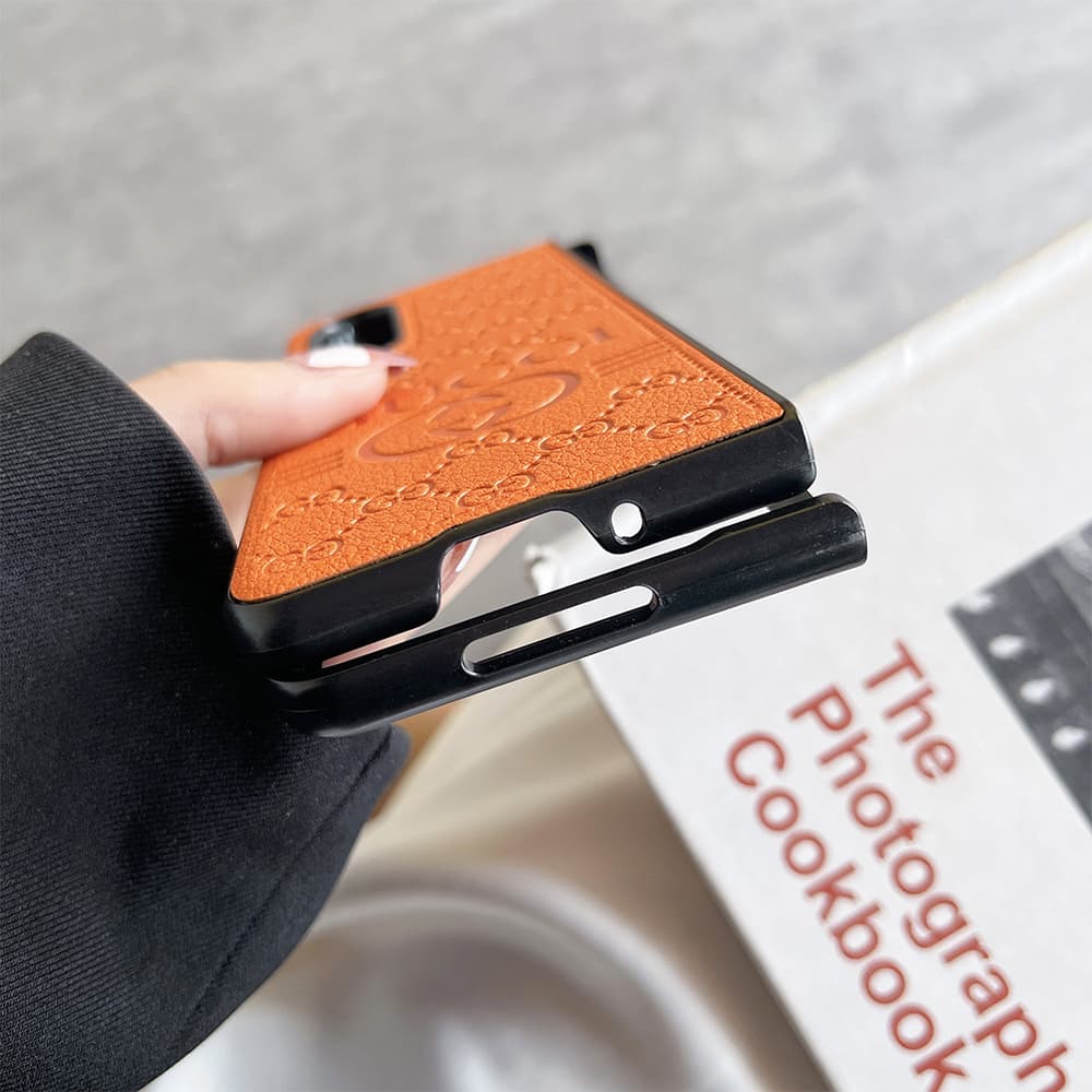 Gucci Embossed GG Supreme Leather Samsung Galaxy Z Flip Fold Case