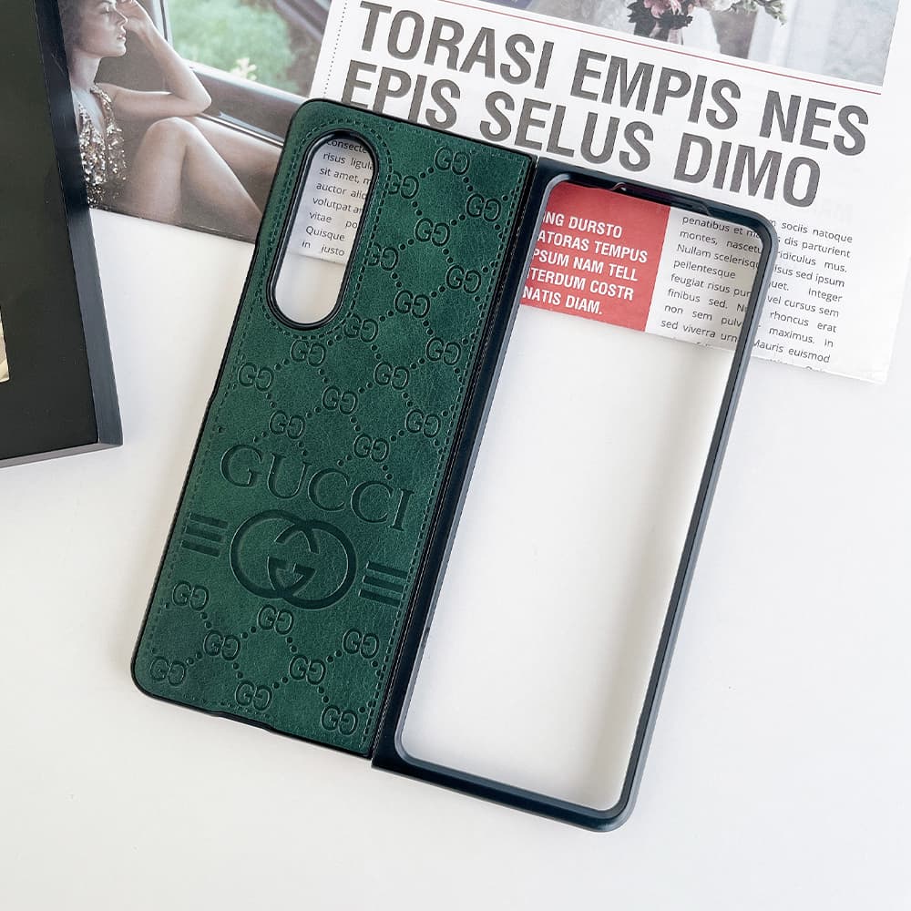 Gucci Embossed GG Supreme Leather Samsung Galaxy Z Flip Fold Case