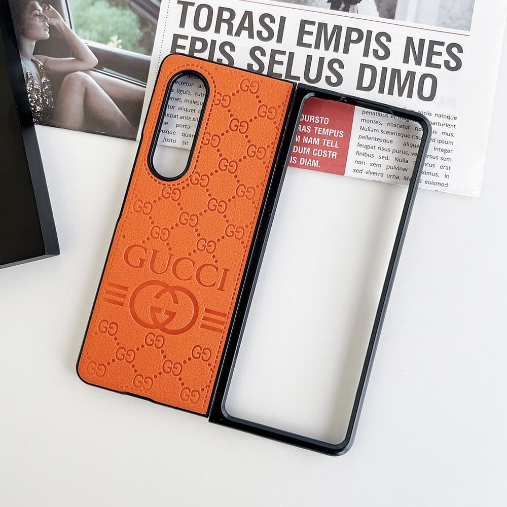 Gucci Embossed GG Supreme Leather Samsung Galaxy Z Flip Fold Case