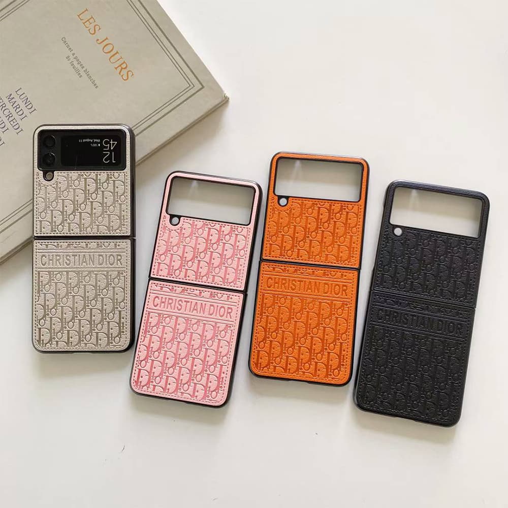 Dior Embossed Oblique Leather Samsung Galaxy Z Flip Fold Case