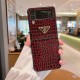 Prada Glossy Croc Triangle Logo Samsung Galaxy Z Flip Fold Case