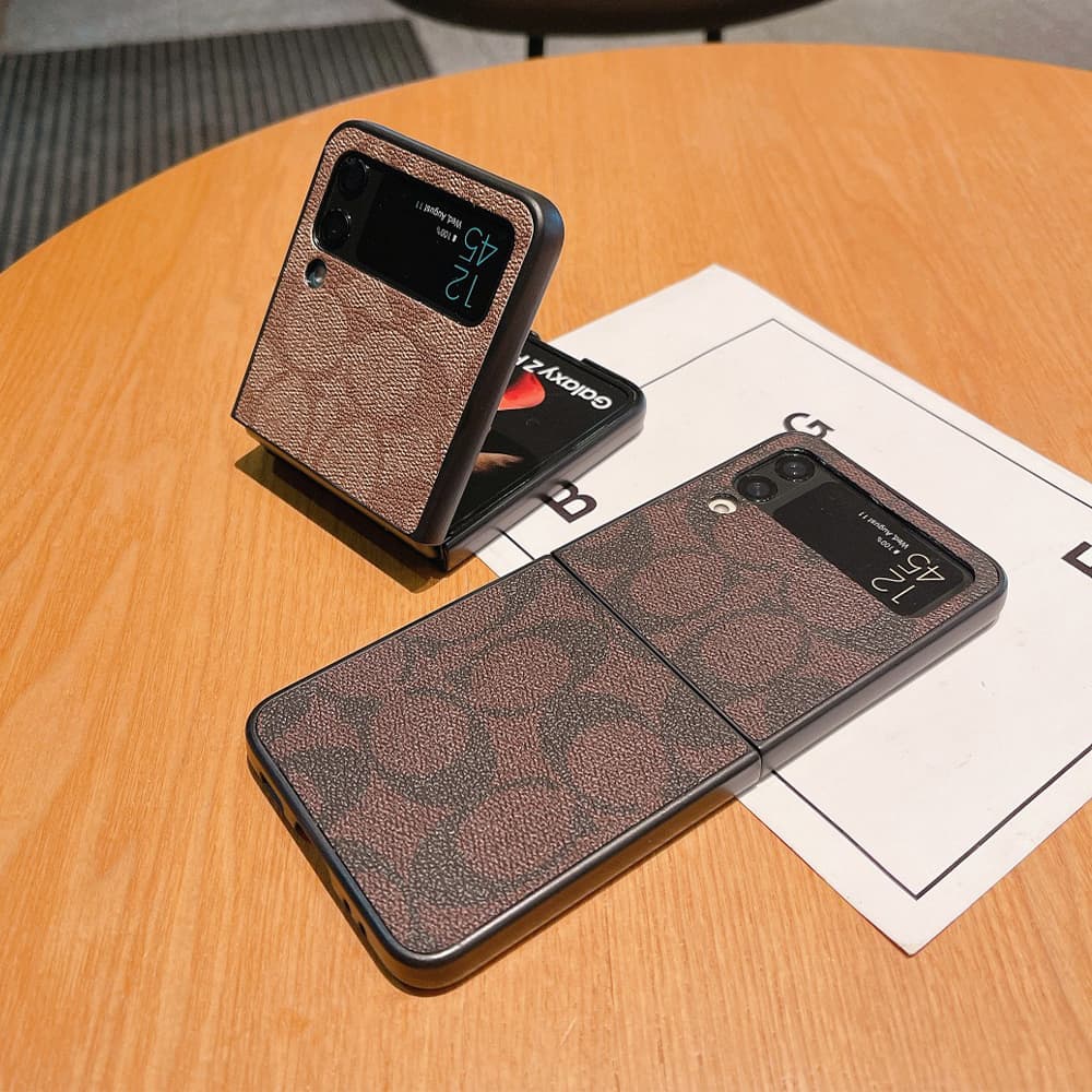 Coach Signature C Monogram Leather Samsung Galaxy Z Flip Fold Case