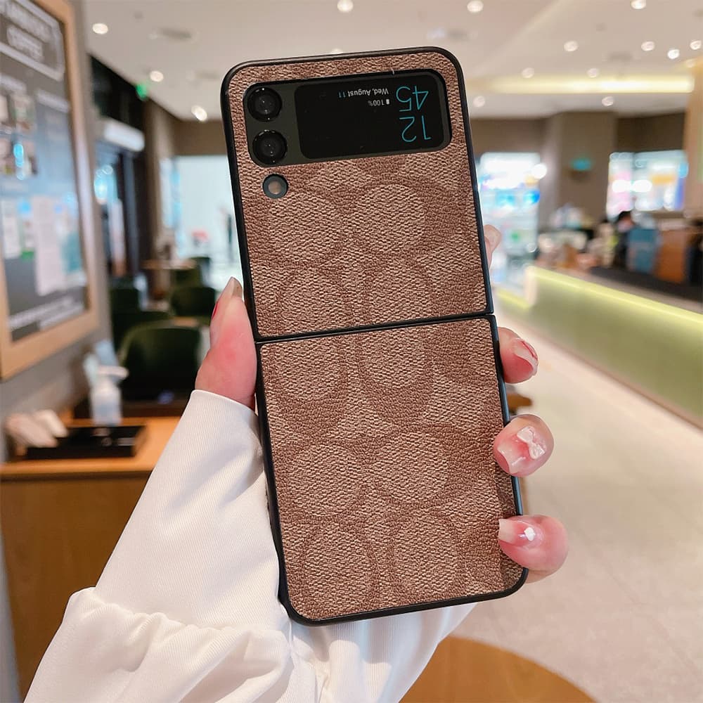 Coach Signature C Monogram Leather Samsung Galaxy Z Flip Fold Case