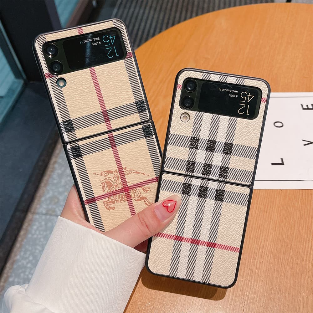 Burberry Vintage Check Leather Samsung Galaxy Z Flip Fold Case