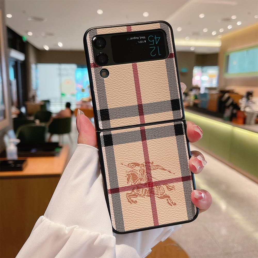 Burberry Vintage Check Leather Samsung Galaxy Z Flip Fold Case